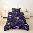 thumbnail image 2 of Homewish Halloween Horror Skull Twin Duvet Cover,Goth Romantic Rose Twin Bedding,Purple,Black Reversible,2 Pieces,1 Duvet Cover and 1 Pillowcase, 2 of 6