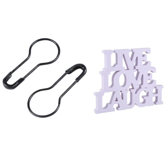 3Pcs LIVE LOVE LAUGH Wooden Letters for Wedding Decoration with 200Pcs x22mm Metal Iron Gourd Needle Pin