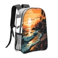 thumbnail image 3 of Honeii Serene Ocean Sunset Print Clear Backpack Heavy Duty Transparent Bag 17" See Through BookBag for Women Men Adults Work Festival Sports Travel, 3 of 7