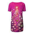 thumbnail image 4 of Camiseta Impresa con Cuello en V de Manga de Raglan de la Parte Trasera Larga Delantera Corta de las Mujeres de Navidad, Vacaciones Informales, 4 of 5