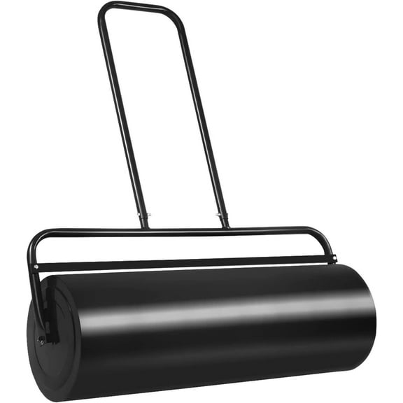 Happytools Lawn Roller, 17 Gallons/63 L Push/Pull Steel Sod Roller w/Ergonomic Handle, Lawn Rollers Tow Behind Water Filled for Park, Garden, Yard, Ball Field (36'' / 17 Gal), Black