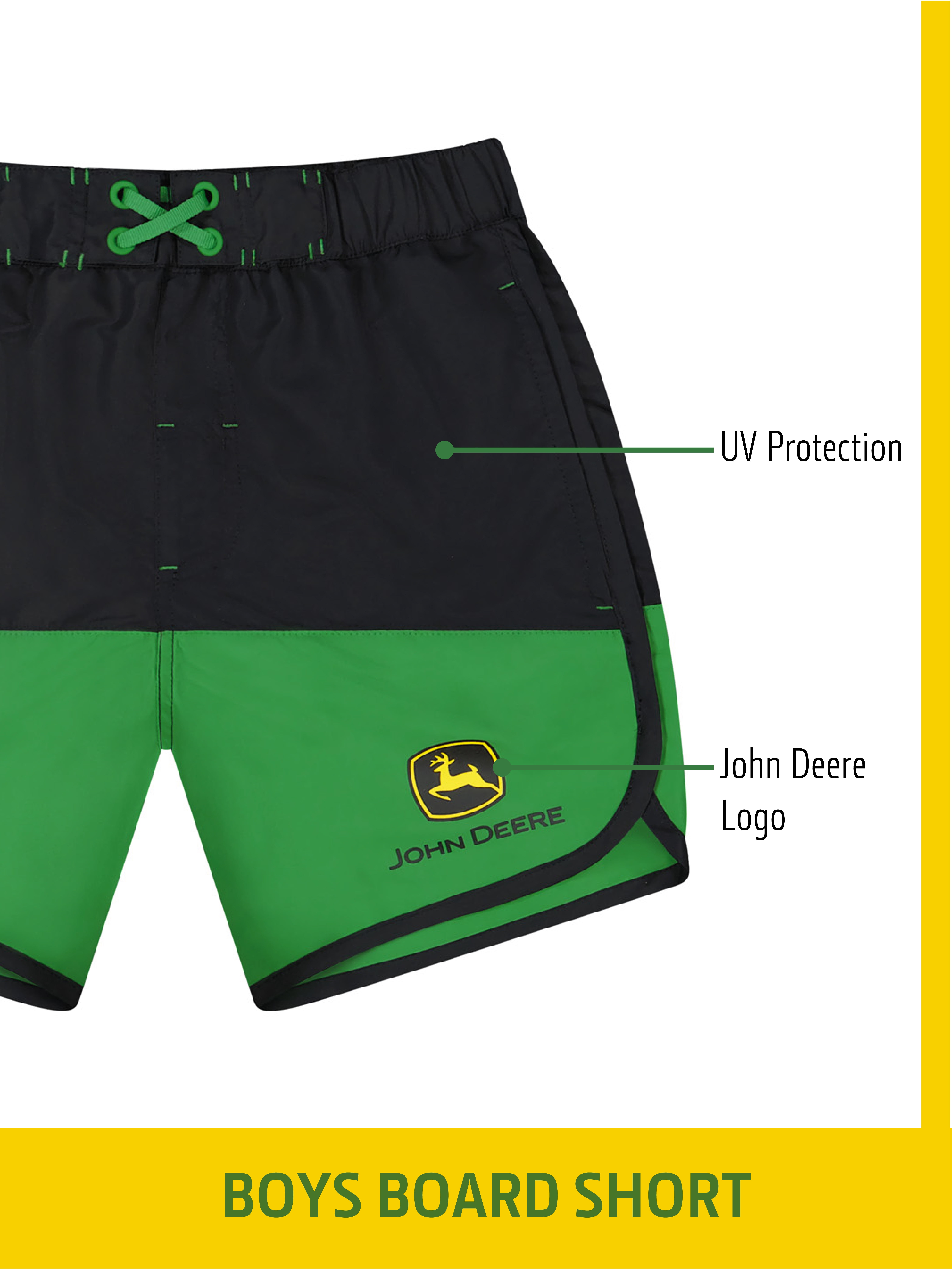 John Deere Boy’s Color Blocked Boardshort, 1 Pack Sizes 4-16