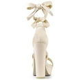 thumbnail image 3 of BLISSFUL STEP Women's Lace Up Platform Block Heel Sandals Beige (Size 7), 3 of 8
