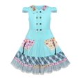 thumbnail image 1 of Robe Fille Bleue Bouton Manches Courtes Décontractée Quotidienne 7-8 Ans, 1 of 1
