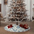 thumbnail image 4 of Daiia Vintage Blue Floral Drawing Merry Christmas Tree Skirt , Xmas Large Lace-up Tree Skirt, Santa Snowflakes Rustic Home Decorations New Year Party Farmhouse Decor-36", 4 of 6