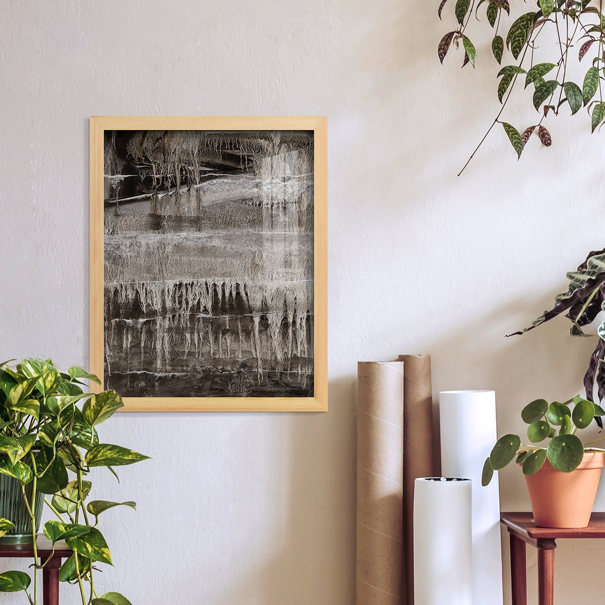Continuum IV -Framed Print w/glass-Natural Wood