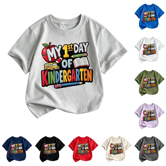 JAJAHO My 1st Day Of Kindergarten Shirt Boys Girls Happy First Day Of Kindergarten T Shirts Back to School Clothes