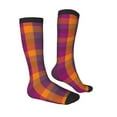 thumbnail image 3 of Balery Purple Yellow Buffalo Plaid Printed Novelty Socks Men's Women's Crew Socks Sports Socks Knee High Socks Cotton Socks Quirky and Cool Socks, 3 of 9