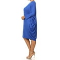 thumbnail image 3 of Women's Plus Size Casual Solid Loose Fit 3/4 Sleeve Dolman Sleeve Midi Dress, 3 of 5