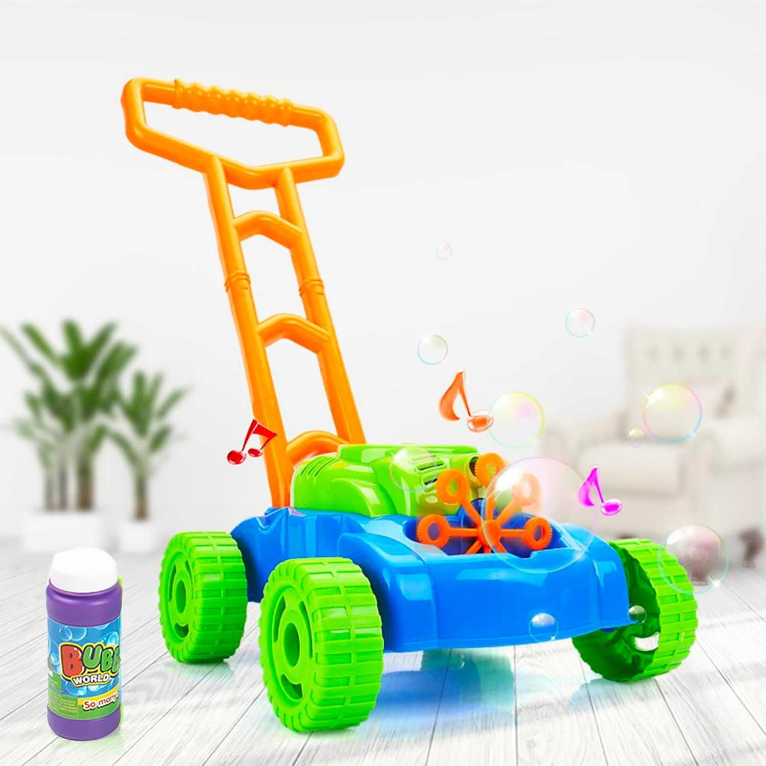 ToyVelt Bubble Lawn Mower for Kids Automatic Bubble Machine with Music Sounds 