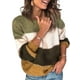 thumbnail image 2 of Sonducket Blusa de manga larga con cuello en la parte de la raya del bloque del color del suéter de las mujeres Prendas para la parte del cuerpo Amarillo S, 2 of 5