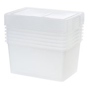 IRIS 58 Qt Clear Storage Box, Plastic Stackable Bin with Lid, 6Pk