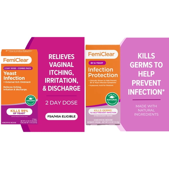 FemiClear Yeast Infection 2-Day Dose & Infection Protection Bundle