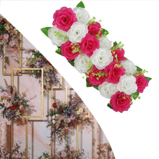 Baohd Arch Rose Flower Panel Table Runner Bouquet for Wedding Rose Red and White