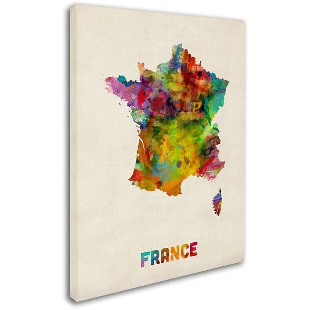 Trademark Fine Art "France Watercolor Map" Canvas Art by Michael Tompsett
