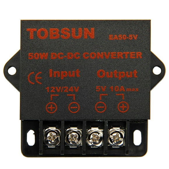 EPBOWPT Convertisseur de Puissance DC 12V 24V à DC 5V 10A, 5V 5A, 5V 3A, 12V 5A, 10A Adaptateur Secteur (12/24V à 5V 10A)