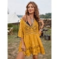 thumbnail image 2 of JYLFC Womens Lace Bathing Suit Cover Up V-Neck Swimsuit Coverups Loose Swimwear Beach Dress Beachwear,Yellow, 2 of 7