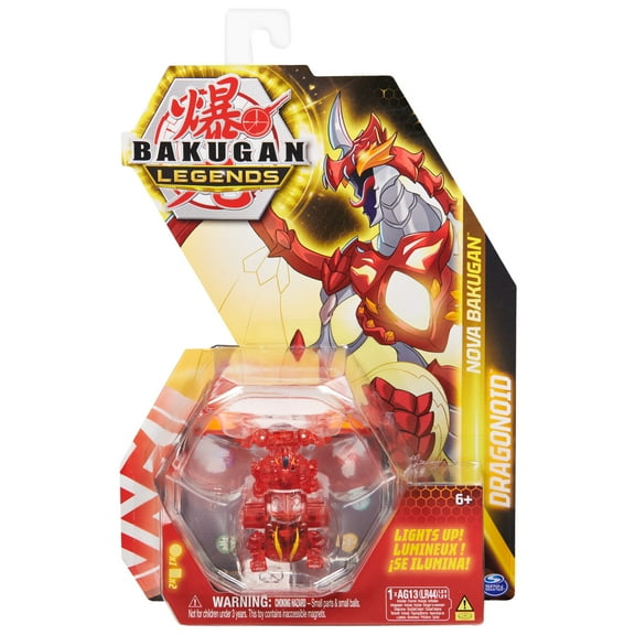 Bakugan Legends, Nova Dragonoid (Red), Light Up Bakugan Action Figures with Trading Card