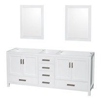 Wyndham Collection Sheffield 79" Mirrors Wood Double Bathroom Vanity in White