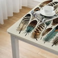 thumbnail image 4 of COMIO Waterproof Resistant Fabric Feathers Vaned Types and Natal Contour Flight Bird Feathers and Animal Skin Element Print Square Tablecloth White, 4 of 7