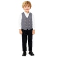 thumbnail image 2 of Boys Blazer Vest, Preppy Style Casual Waistcoat for Kids, Mid-Length Layering Vest for Autumn Winter School and Outdoor Activities, Boys Sleeveless Jacket, 2-14Y Grey 100, 2 of 9