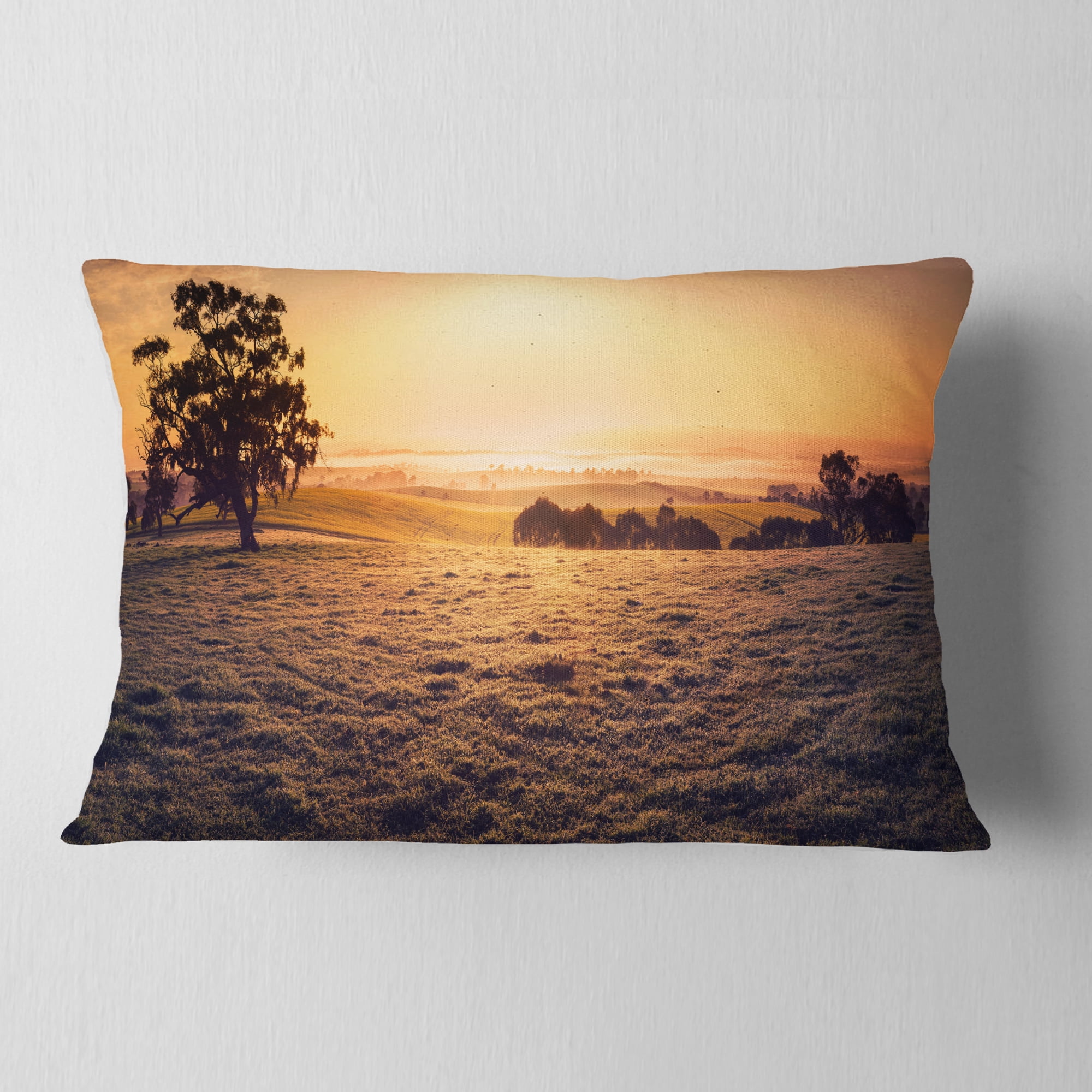 Designart Field of Dreams Panorama - Landscape Printed Throw Pillow - 12x20