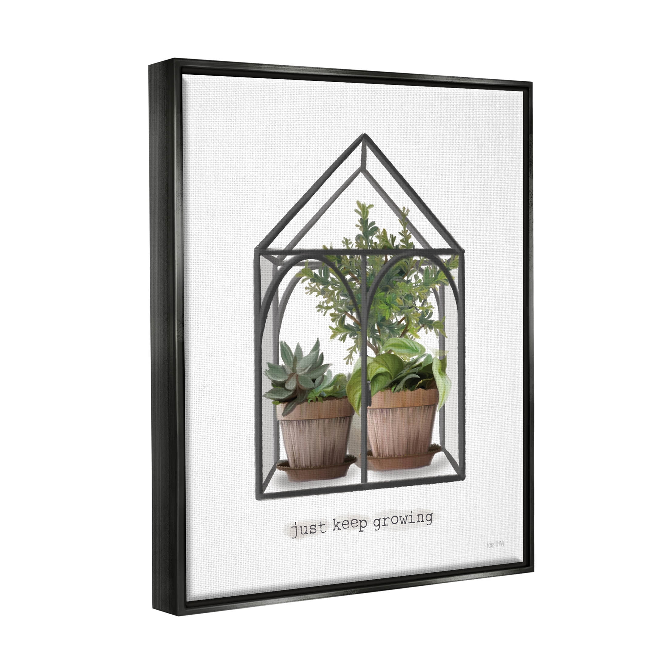 Just Keep Growing Greenhouse Plants Botanical & Floral Graphic Art Jet Black Framed Art Print Wall Art