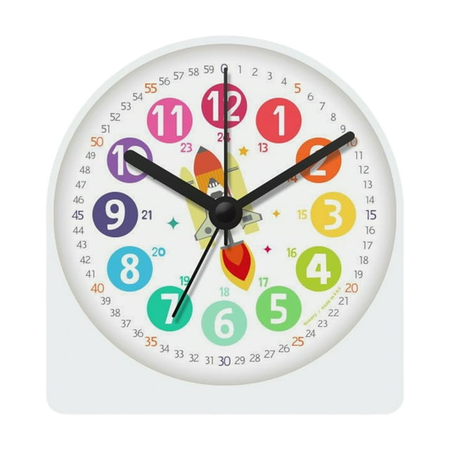 Farfi 4 Inches Alarm Clock with Light Glow in The Dark Large Screen Acrylic Cartoon Pattern Kids Room Bedside Desktop Clock for Home (Type C)