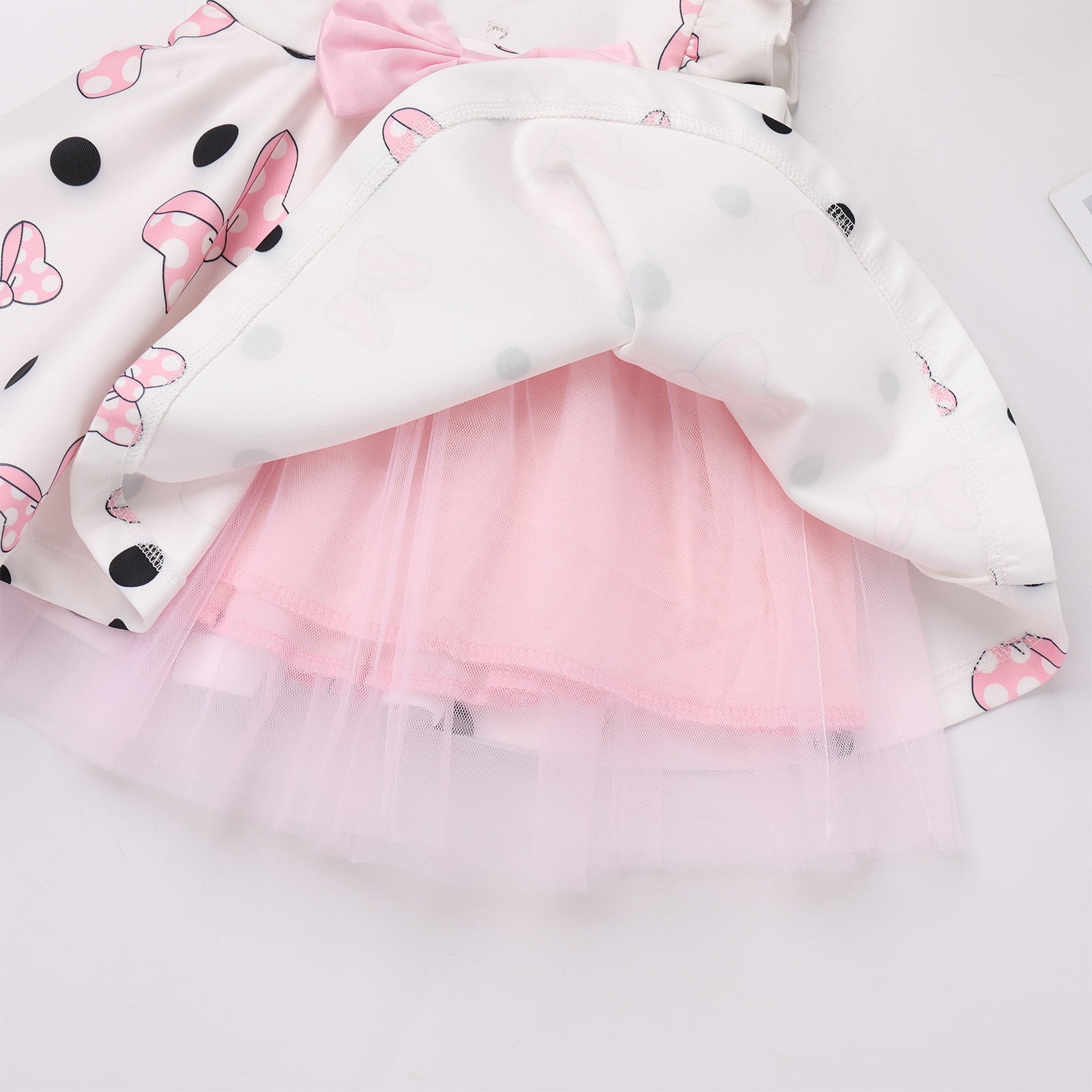 IDOPIP Baby Girls Mouse Birthday Outfit Shirt Overalls Skirt Headband 3-4 Years Pink