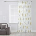 thumbnail image 3 of Christmas Snowflake Semi Sheer Curtains Drapes for Living Room, Bedroom, French Doors Window 54 Inches Long, Yellow White Xmas Winter Snowflake Rod Pocket Chiffon Curtain Drapery Voile Drape Panel, 3 of 6