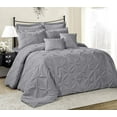 thumbnail image 1 of Unique Home 8 Piece LUCILLA Patchwork Clearance Comforter Set- Queen Size Gray Color, 1 of 5