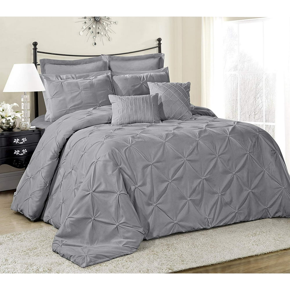 Unique Home 8 Piece LUCILLA Patchwork Clearance Comforter Set Queen