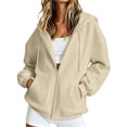 thumbnail image 3 of CAIVO Hoodies For Women Casual Zip Up Hoodie With Pockets Solid Color Long Sleeve Pullover Sweatshirt Workout Tops, 3 of 7
