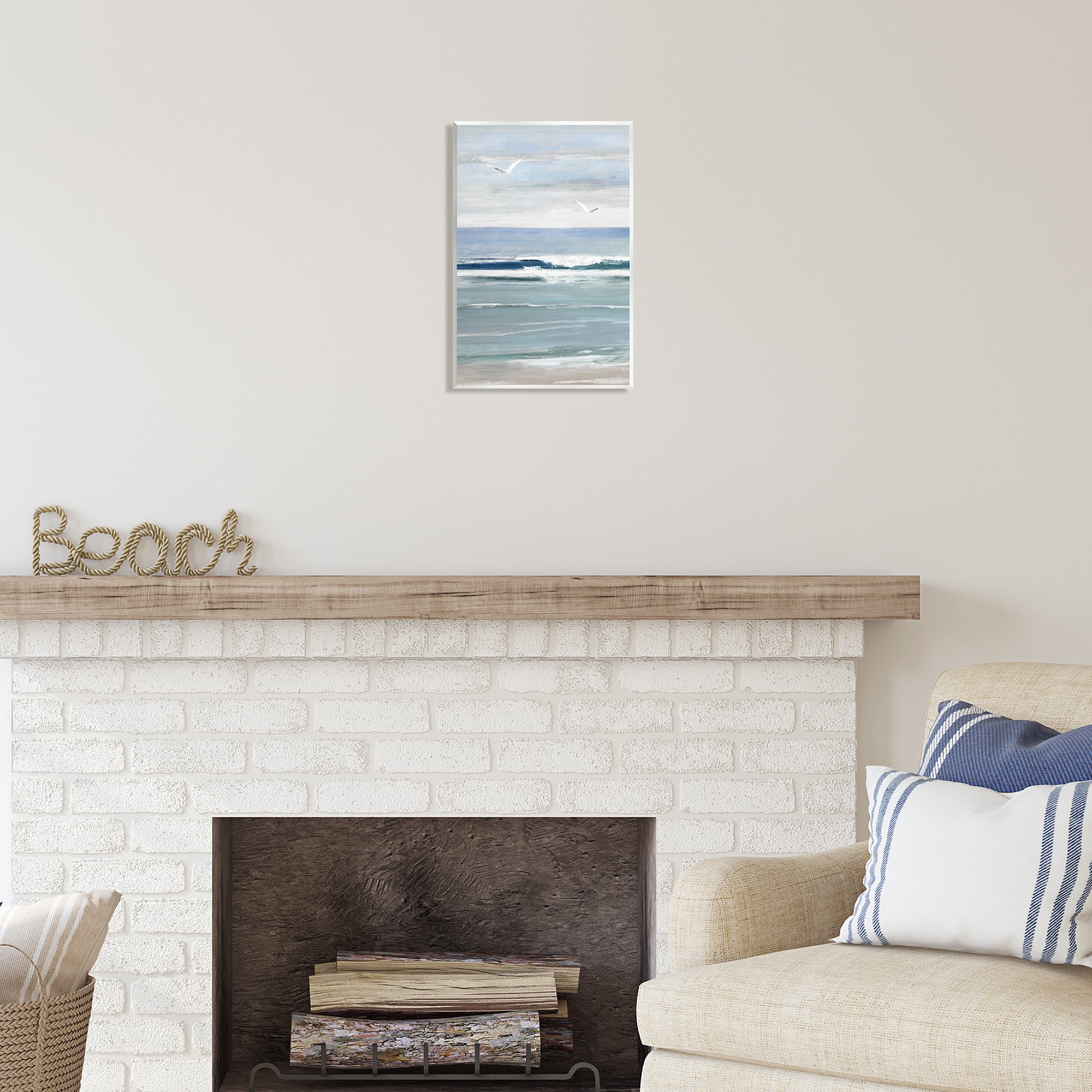Stupell Industries Rolling Waves & Seagulls Nature Painting Unframed Art Print Wall Art, 10 x 15