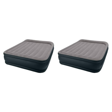 intex mattress raised deluxe pillow rest pump built queen pack air