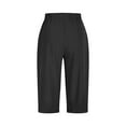 thumbnail image 6 of Womens Lightweight Capris New Womens Plus Size Capris Summer Wide Leg High Waisted Pants Drawstring Casual Cropped Trousers with Pockets Black XL, 6 of 8
