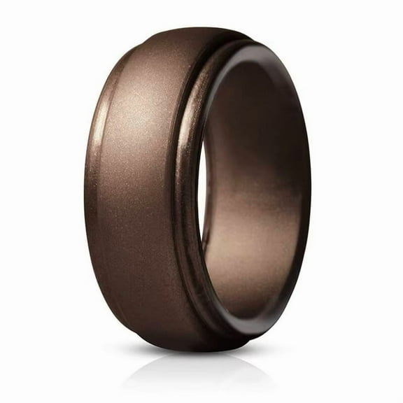 Brown Silicone Wedding Ring Band Men Woman Temporary Rubber Flexible Workout Gym