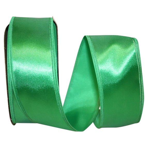 Reliant Ribbon - 5102W-585-16K, Soft Satin Ez Wired Edge Ribbon, Kelly, 2-1/8 Inch, 50 Yards