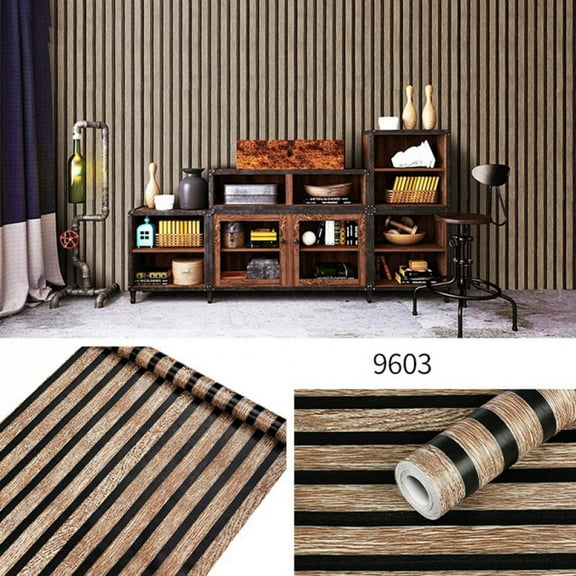 45cm Waterproof and oil-proof self-adhesive striped grille wallpaper bedroom restaurant living room decorative stickers