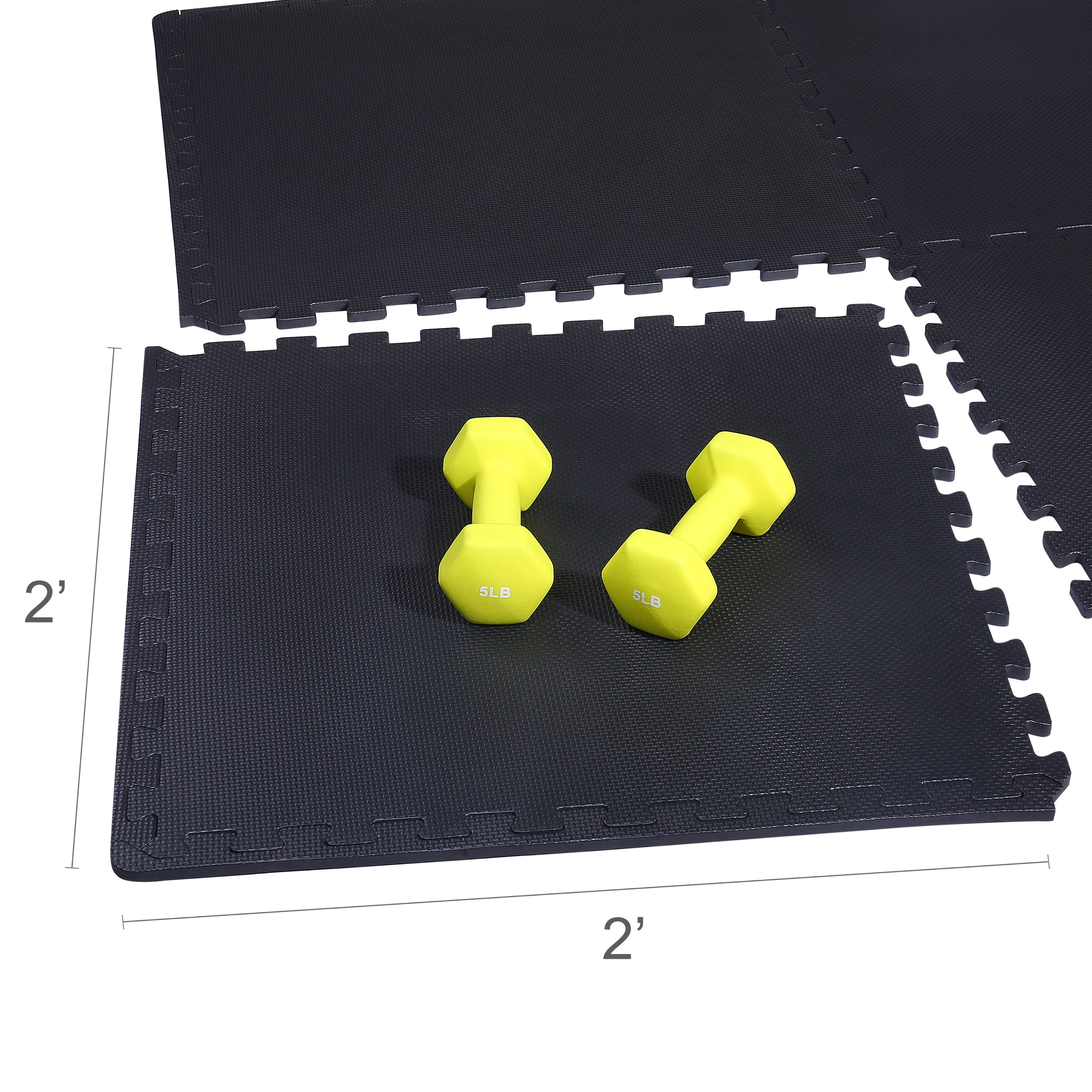 BalanceFrom 1/2 In. Thick Flooring Puzzle Exercise Mat with High Quality EVA Foam Interlocking Tiles, 12 Piece, 48 Sq Ft. Black