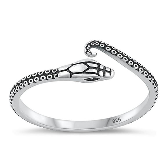 Adjustable Snake Ring .925 Oxidized Sterling Silver Band Jewelry Female Male Unisex Size 7