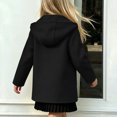 thumbnail image 5 of Girls Hooded Woolen Mid-Length Coat Zaewscy Children's Winter Solid Color Woollen Overcoat Long Sleeve Hooded Casual Outwear Pockets Jackets Kids Black 10-11Years, 5 of 9