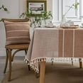 thumbnail image 4 of Nvzi Rustic Rectangle Burlap Thick Tablecloth Cotton Linen Table Linens Tablecloths Waterproof Wrinkle Free Table Cover for Kitchen Dinning,55"x55", 4 of 5