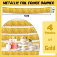 thumbnail image 2 of NOGIS 4 Pack 9.8 Feet Foil Fringe Garland Metallic Tinsel Streamers Banner Wall Hanging Curtain Backdrop Banner for Parade Floats, Thanksgiving, Christmas, Birthday,Halloween Party Decor (Gold), 2 of 7
