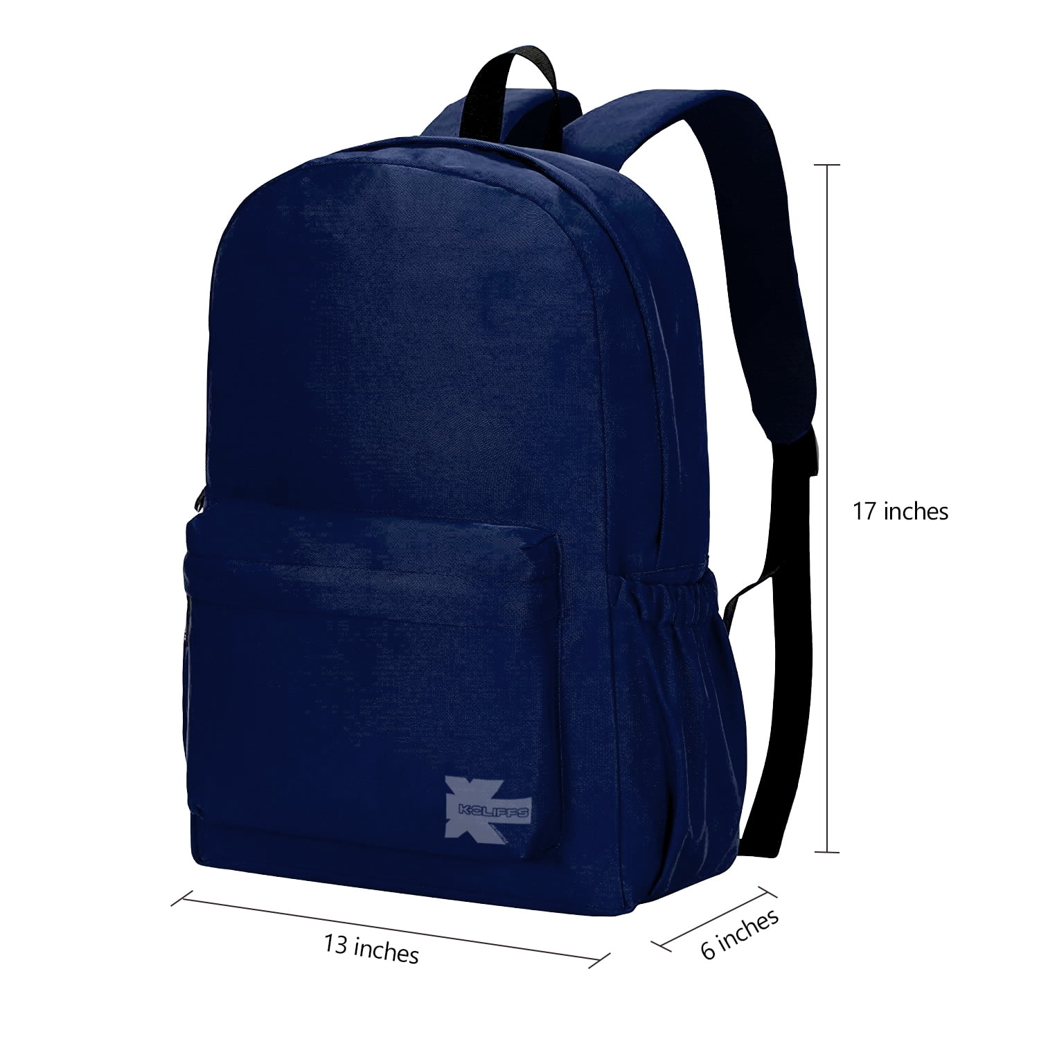 K-Cliffs Unisex Classic 18" School Backpack Lightweight, Water Resistant Durable Daypack Navy, Teen-Adult