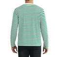 thumbnail image 3 of INSPIRE CHIC Striped T-Shirt for Men's Casual Crew Neck Long Sleeves Basic Tee Tops M Green White, 3 of 6