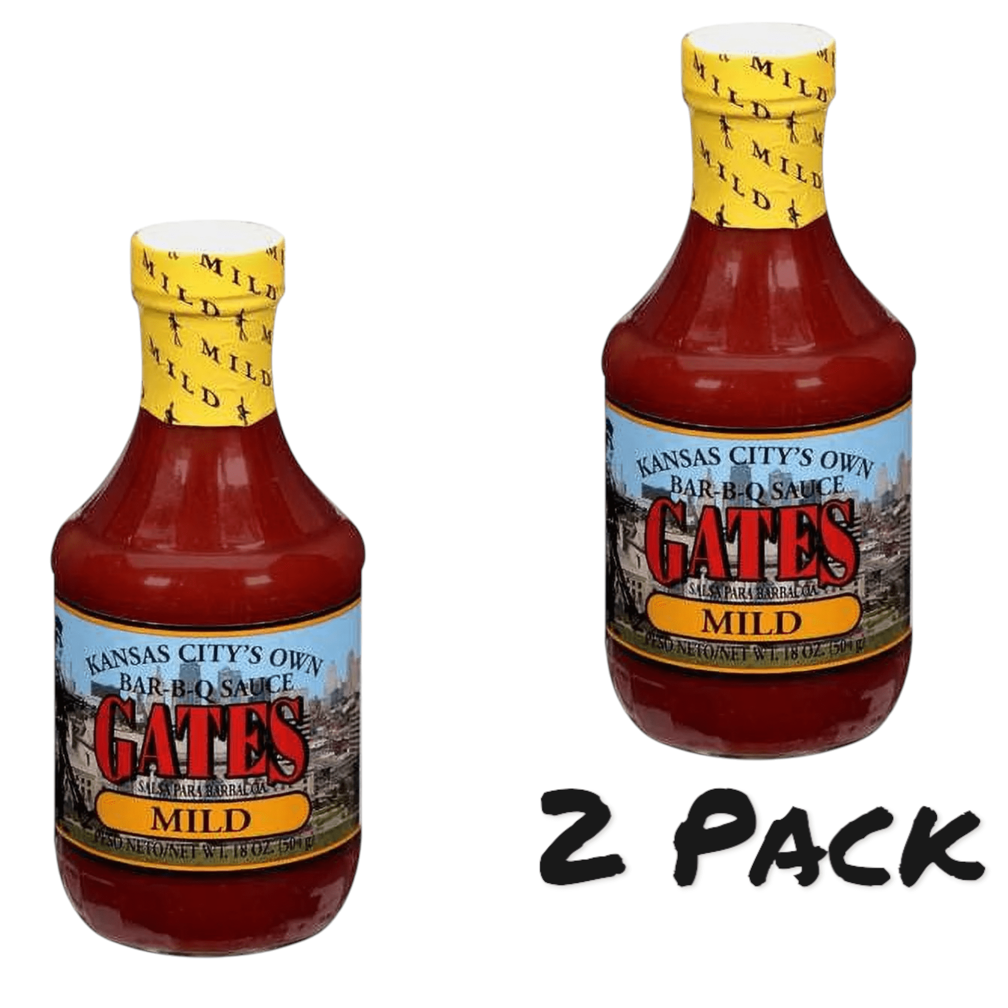Pack Gates Bar-B-Q Barbecue Sauce Mild, 18 oz Bottles