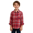thumbnail image 4 of Coerni Girls Plaid Flannel Oversized Shirt Teen Long Sleeve Button Down Blouse Tops Kids Collared Shacket Spring Fall Shirt Jacket, 4 of 9
