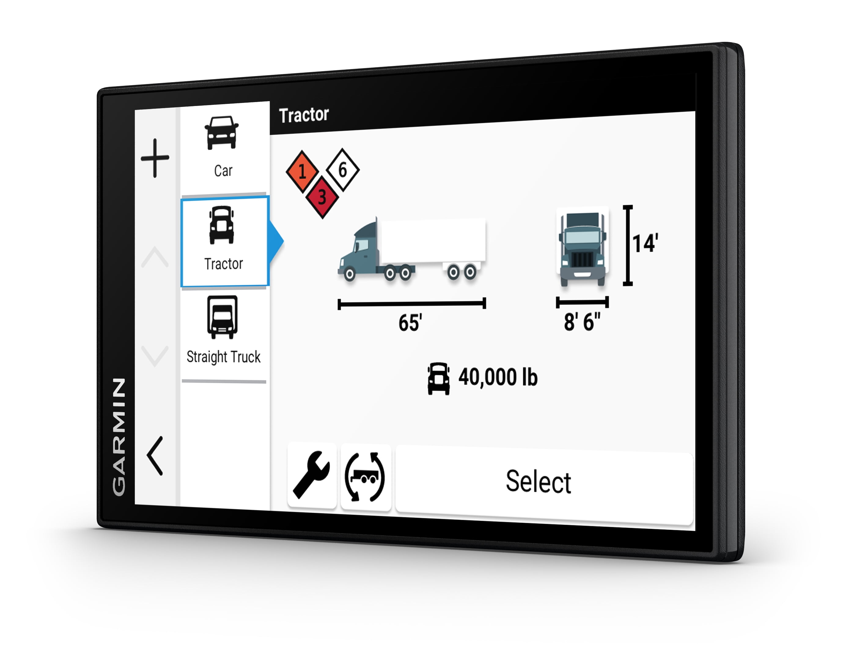 Open Box Garmin dēzl™ OTR620, High-Res 6” GPS Truck Navigator, Custom Truck Routing, Satellite Imagery, Wind Speed, Community-Shared Loading Docks, Truck Entrances & Parking Availability, Popular Truck Paths