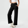 thumbnail image 4 of Women Crossover Yoga Pants High Waisted Trouser Straight Wide Leg Pant with Pocket Athletic Workout, 4 of 6